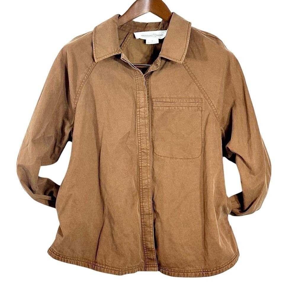 Treasure & Bond Brown Tencel Cotton Utility Shirt Jacket Womens Medium Shacket